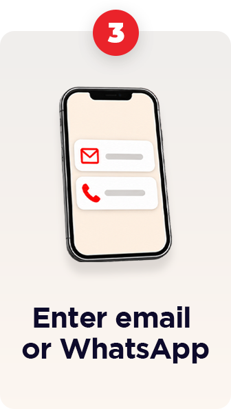 Step 3: Enter email or WhatsApp
