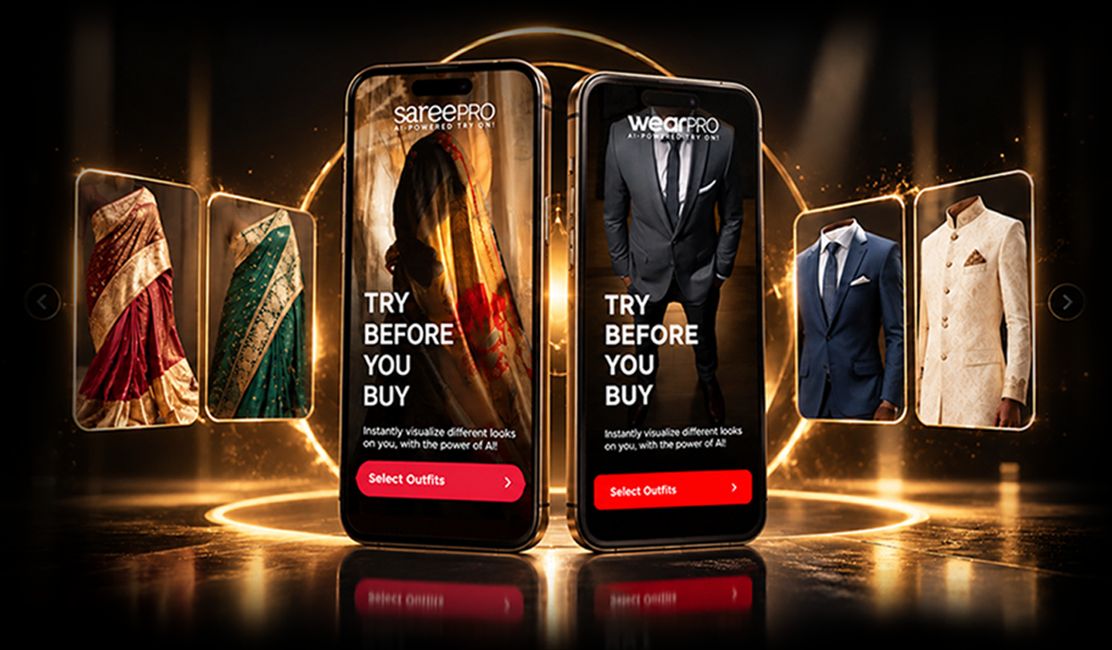 WearPRO virtual try-on on a saree and menswear